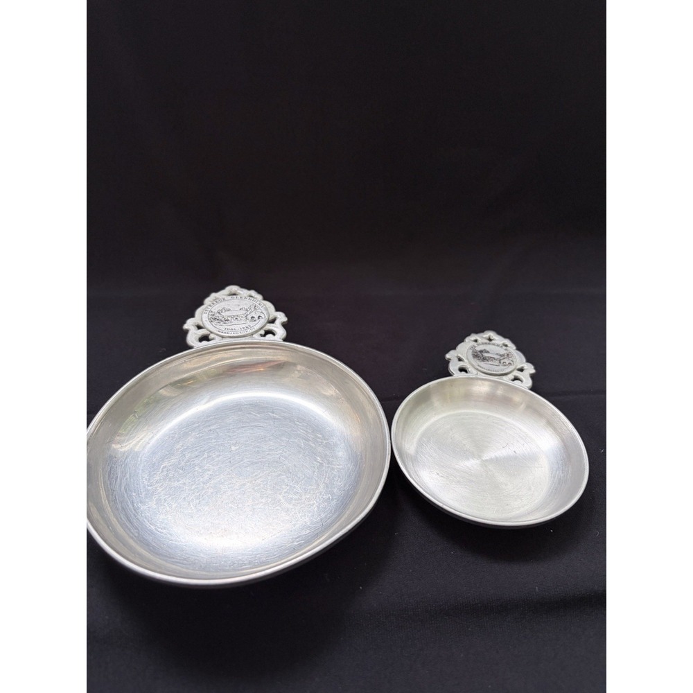 Vtg  Woodbury Pewterers Graduated Porringer Bowl Set - The Glenholme School CT